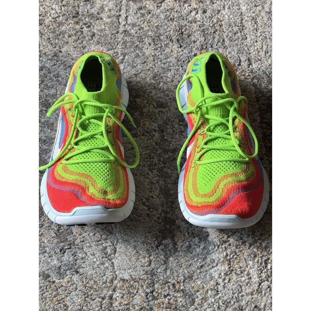Nike Free Flyknit 5.0 Electric Green Multicolor Rainbow womens 10